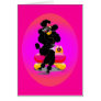 Black Poodle on Phone Retro Design Greeting Cards