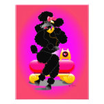 Black poodle on phone retro design invitation