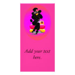Black Poodle on Phone Retro Design Personalized Photo Card
