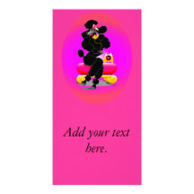 Black Poodle on Phone Retro Design Personalized Photo Card