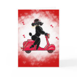 Black Poodle on Scooter Valentine Cards