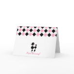 Black Poodle Pink & Black Argyle Thank You Card