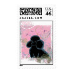 Black Poodle Portrait Hummingbirds Postage Stamps