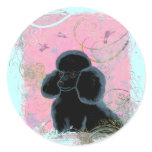 Black Poodle Portrait with Hummingbird. Stickers