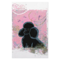 Black Poodle Portrait with Hummingbirds stationery