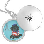 Black Poodle Puppy & Eiffel Tower Pendant