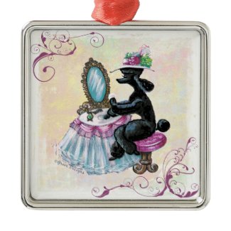 Black Poodle Retro Boudoir ornament