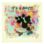 Black Poodle Scooter Baby Boy Announcement