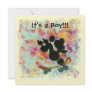 Black Poodle Scooter Baby Boy Announcement