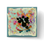 Black Poodle Skateboard Art Print Button