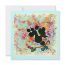 Black Poodle Skateboard Art Print Custom Announcement