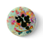 Black Poodle Skateboard Fun Print Pinback Button