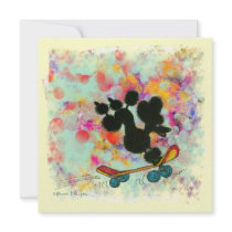 Black Poodle Skateboard Fun Print Custom Announcements