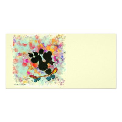 Black Poodle Skateboard Fun Print Photo Greeting Card by greerdesign