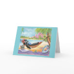 Black Poodle Vacation in Hawaii Greeting Cards