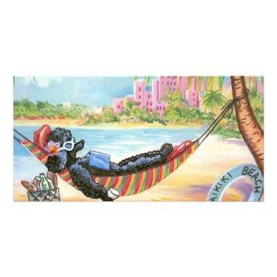Black Poodle Vacation in Hawaii Photo Greeting Card by greerdesign