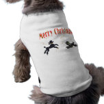 Black Poodles Playing Merry Christmas Art Doggie Tee