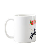Black Poodles Playing Merry Christmas Art Mug Cup