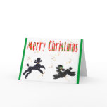 Black Poodles Playing Merry Christmas Note Cards