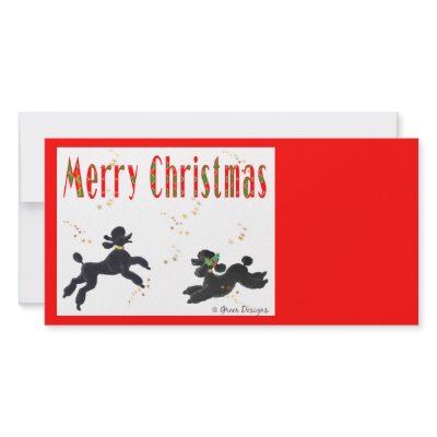 Black Poodles Playing Merry Christmas Photo Card by greerdesign