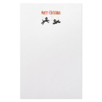 Black Poodles Playing Merry Christmas Stationery