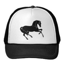 Black Prancing Horse Trucker Hats