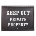 Black Private Property sign calendars