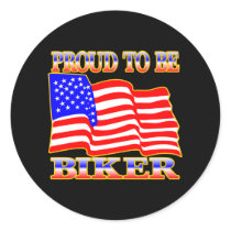 Black Proud Be American Biker Round Sticker
