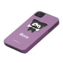 Black Pug Bone! iPhone4 Case (Purple) iPhone 4 Cover
