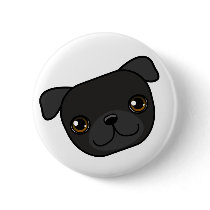 Black Pug buttons