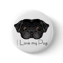 Black Pug buttons