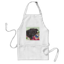 Black Pug Dog Painting Art Apron