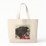 Black Pug Dog Painting Art bags