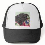 Black Pug Dog Painting Art Trucker Hats