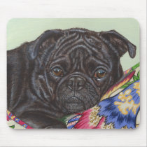 Black Pug Dog Painting Art Mouse Pads