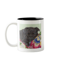 Black Pug Dog Painting Art Coffee Mug