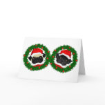 Black Pug, Fawn Pug Santas Greeting Cards