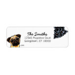 Black Pug Fawn Pug Up Down Custom Color Custom Return Address Label