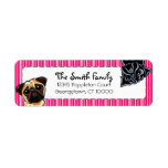 Black Pug Fawn Pug Up Down Pink Stripes labels
