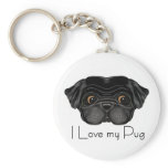 Black Pug Keychain