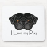 Black Pug Mouse Pads