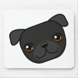 Black Pug Mouse Pads