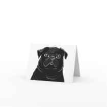 Black Pug Note Card
