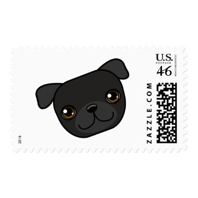 Black Pug Stamps by JustDogs