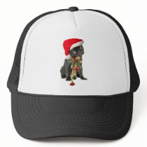 Black Pug Puppy Christmas Fun Apparel hats by friskybiz Black Pug Puppy Christmas Fun Apparel hats