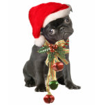 Black Pug Puppy Christmas portrait T Shirt