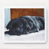 Black Pug Puppy Mousepads