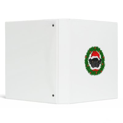 Black Pug Santa 3 Ring Binders by adore_a_pug