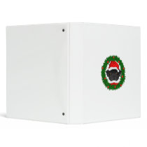 Black Pug Santa 3 Ring Binders