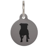 Black Pug Silhouettes on Grey Background Pet ID Tag